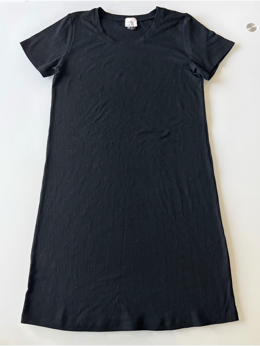 Mom’s The Word black ribbed short-sleeve maternity t-shirt dress Sz L